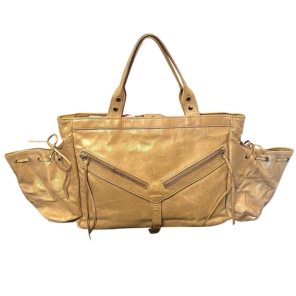 Botkier Metallic Leather Trigger Satchel Handbag Tote Gold Hardware